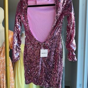 Superdown Glittering Pink Sequin Dress